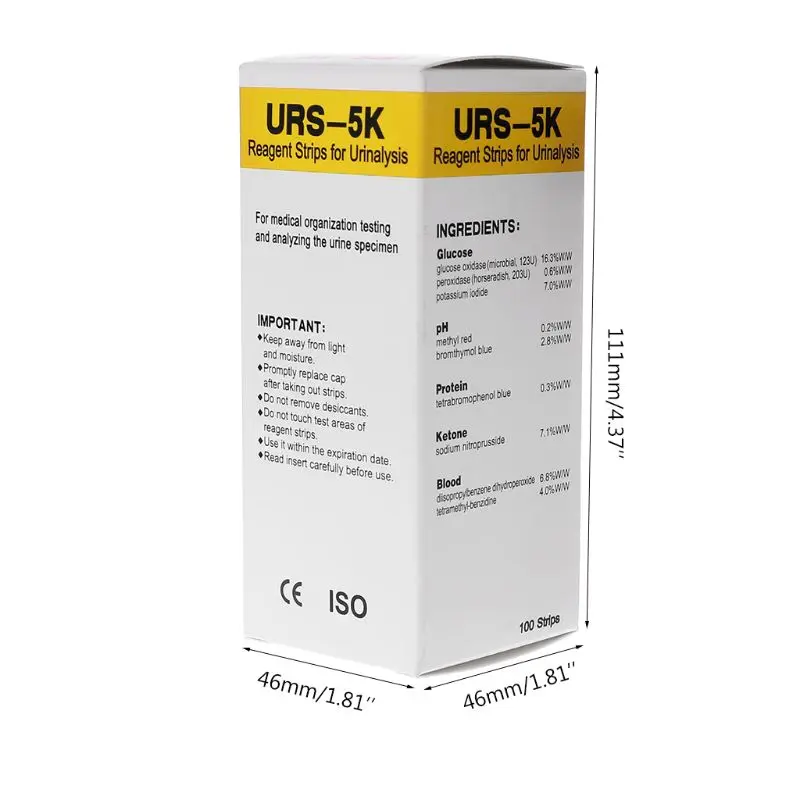 100 шт URS 2K/ 5K/URS 1G глюкозы pH белок кетон крови тест полоски мочи Реагент для анализа