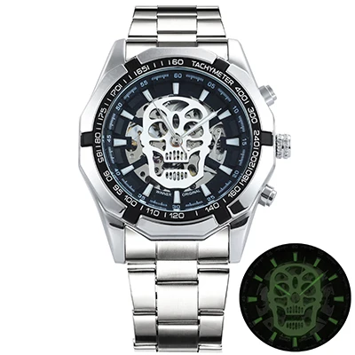 UPGRADE SILVER SKULL Winner часы для мужчин Скелет автоматические механические золотистые часы-скелетоны винтажные мужские часы s часы Forsining лучший бренд класса люкс - Цвет: UPGRADE SILVER SKULL