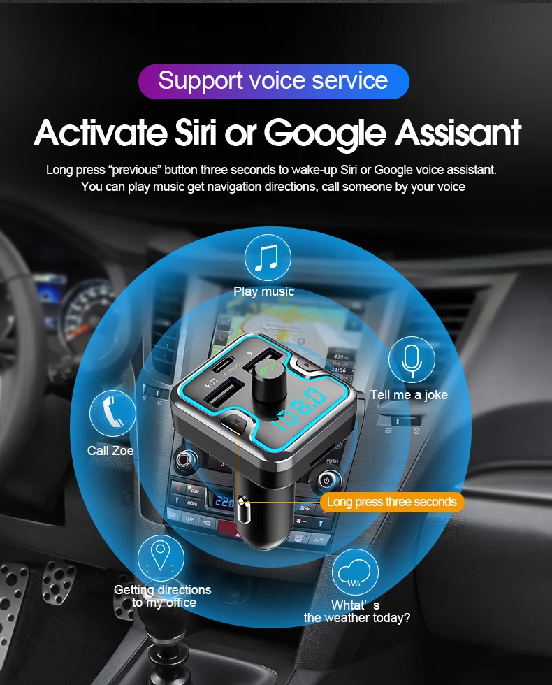 CDEN Автомобильный MP3 музыкальный плеер U диск музыка Bluetooth 5,0 приемник fm-передатчик type-c быстрое USB Автомобильное зарядное устройство Автомобильный дыхательный свет