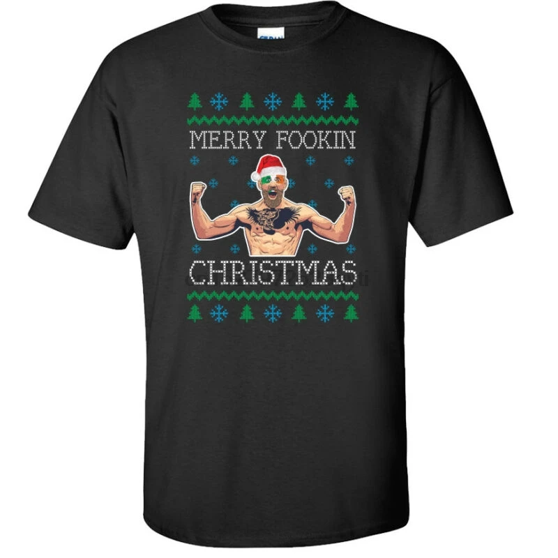 Конор Макгрегор-Merry Fookin Рождество-Ufc-Футболка-взрослые и дети размеры-черный |