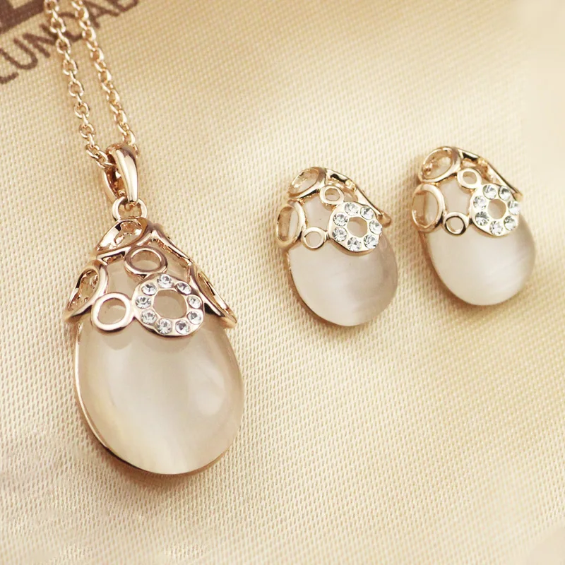 Moonrocy Jewelry Бесплатная доставка розовое золото Цвет кубического циркония Опал