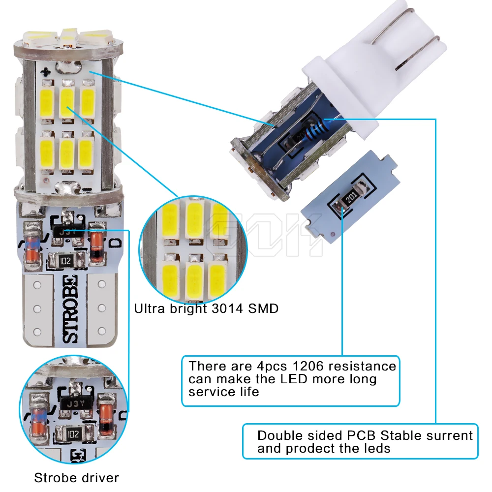 2 шт./лот T10 светодиод стробоскоп высокого качества w5w 30smd t10 30led 3014 smd автомобильный