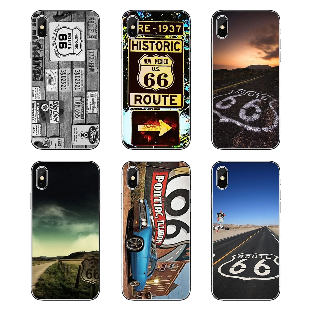 Transparent TPU Bag Case For Huawei Honor 8 8C 8X 9 10 7A 7C Mate 20 Lite Pro P Smart Plus USA Route 66 Automotive motorcycle |