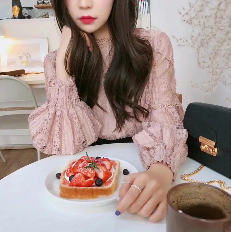 Новые женские блузки топы модная кружевная блузка с цветочным узором Женская