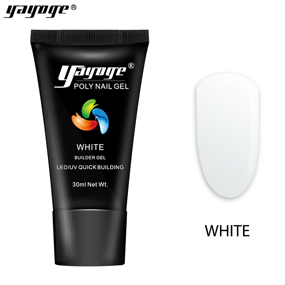 white poly gel 30ml Yayoge полигелевый набор для ногтей УФ-гель для наращивания ногтей Гель-лак полигелевый набор для ногтей акриловый маникюр лак для ногтей - Цвет: white poly gel 30ml