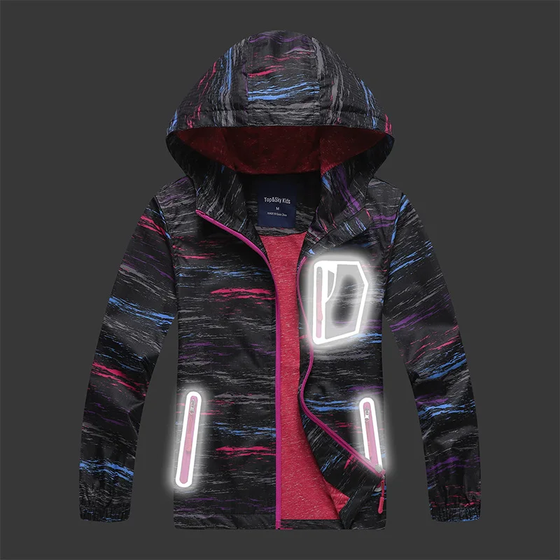 2018 spring new girl print outdoor waterproof warm children's jacket zipper hiking assault | Hiking Jackets