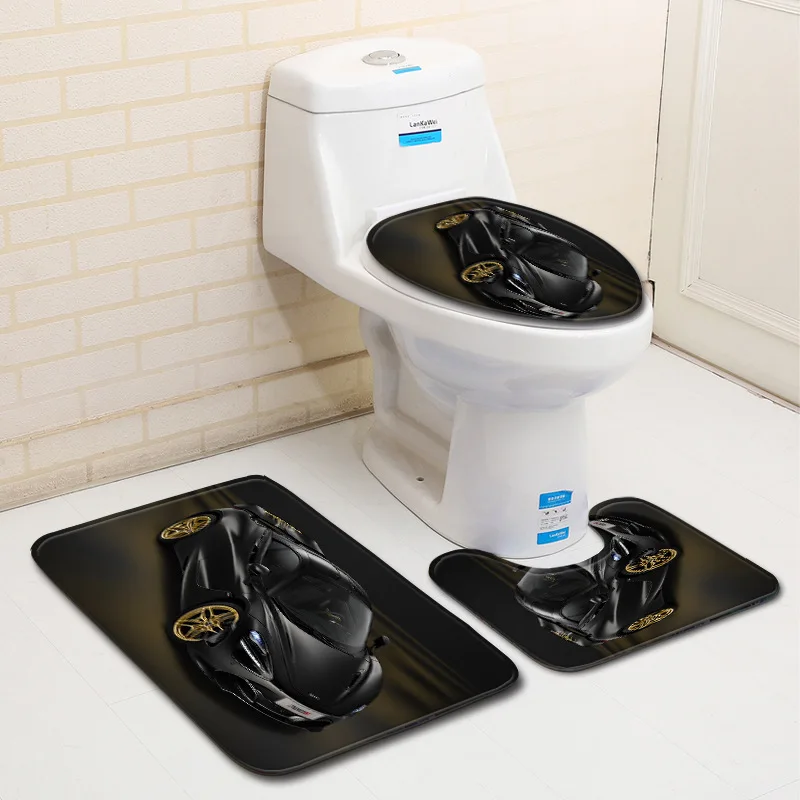 Бесплатная доставка 3 шт. красный гоночный автомобиль Banyo ванная комната ковер