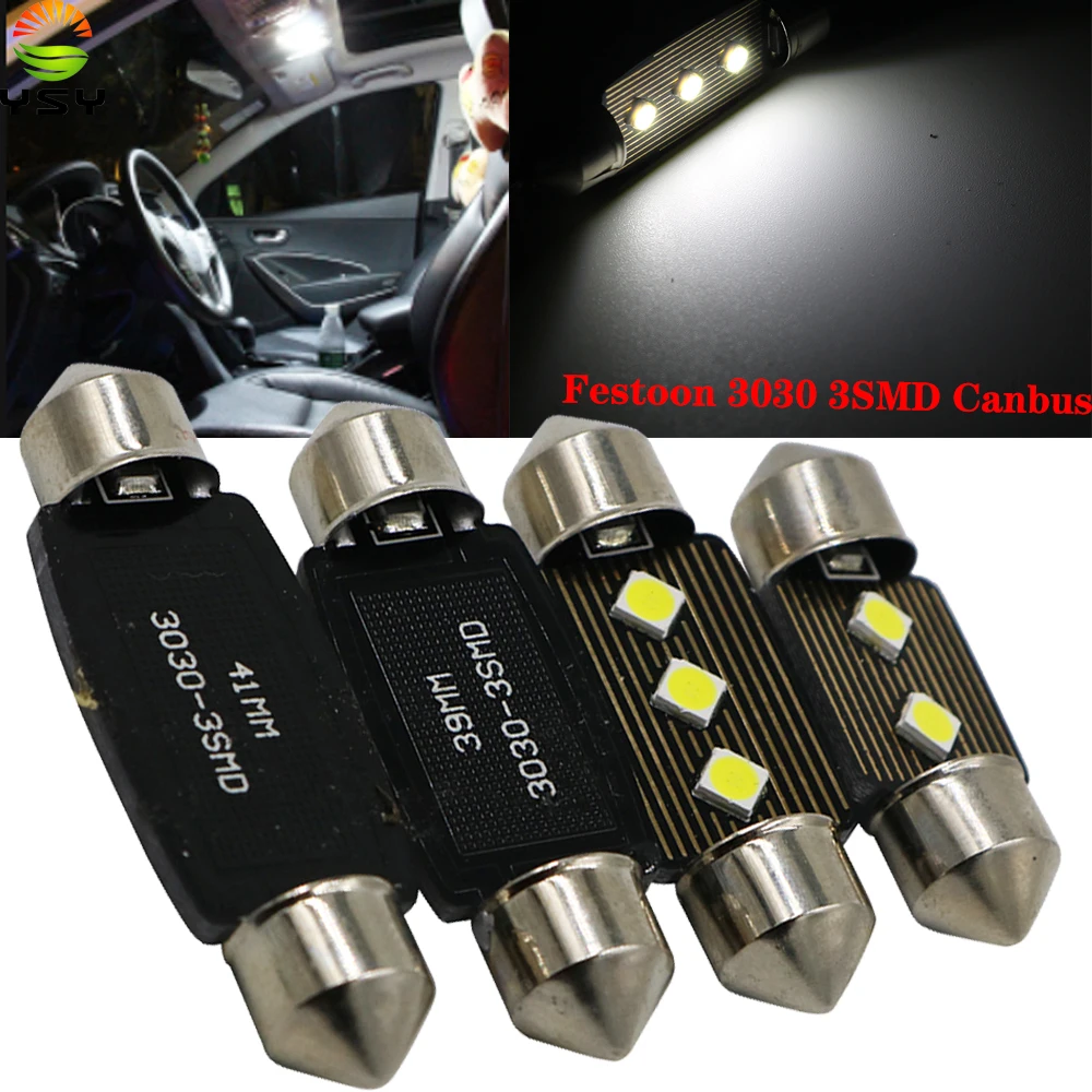 YSY 100X супер яркий 31 мм 36 39 41 C5W C10W 3030 LED CANBUS автомобильный Festoon свет авто Интерьер