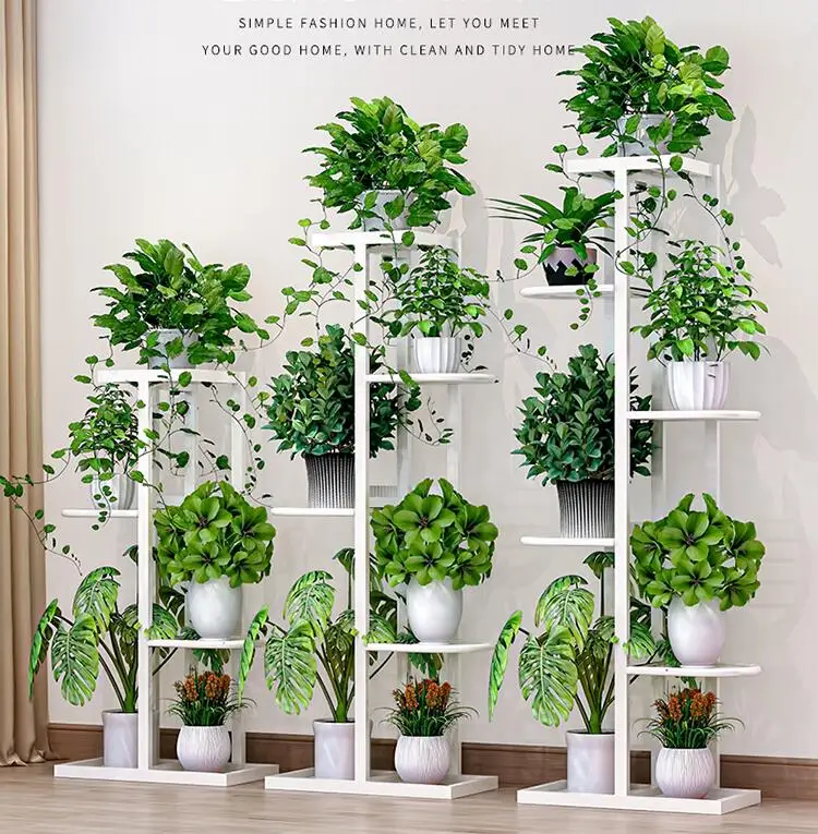 Flower shelf indoor home multi-layer wrought iron flower pot rack balcony rack floor-standing living room rack plant rack