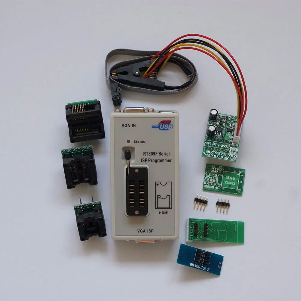 Инструменты для ремонта ПК RT809F USB программатор + 7 адаптеров SOP16 SOP20 IC Clip