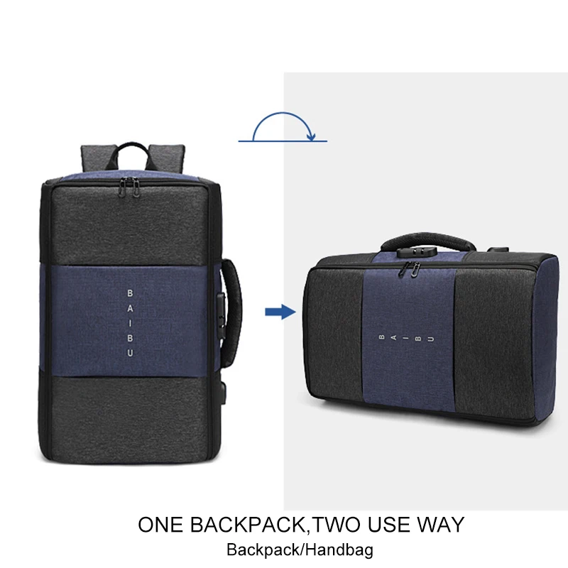 Повседневный мужской рюкзак с большой емкостью и зарядкой через USB для ноутбука