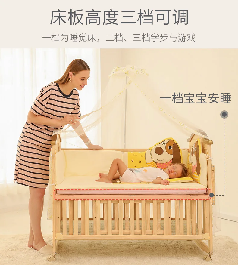 Belleco кроватка детская BB кровать колыбель кровать многофункциональная детская кровать для новорожденного сшитая кровать из цельного дерева многофункциональная переменная парта