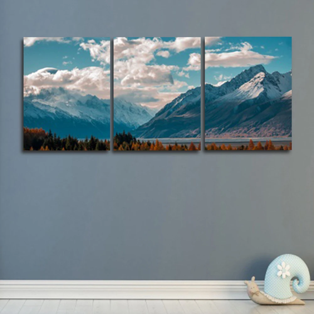 Abstract 3 Panel Natural Landscape Mountain Canvas Oil Painting Modern Wall Art Unique Gift For Living Room Home Decor Frameless | Дом и сад