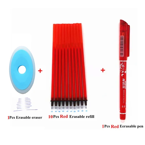 12Pcs red set 12/20 шт моющиеся ручка набор гелевых ручек для стираемая ручка с заправляемым стержнем штанга Magic гелевые ручки 0,5 мм синего цвета с черными чернилами школы канцелярские принадлежности - Цвет: 12Pcs red set