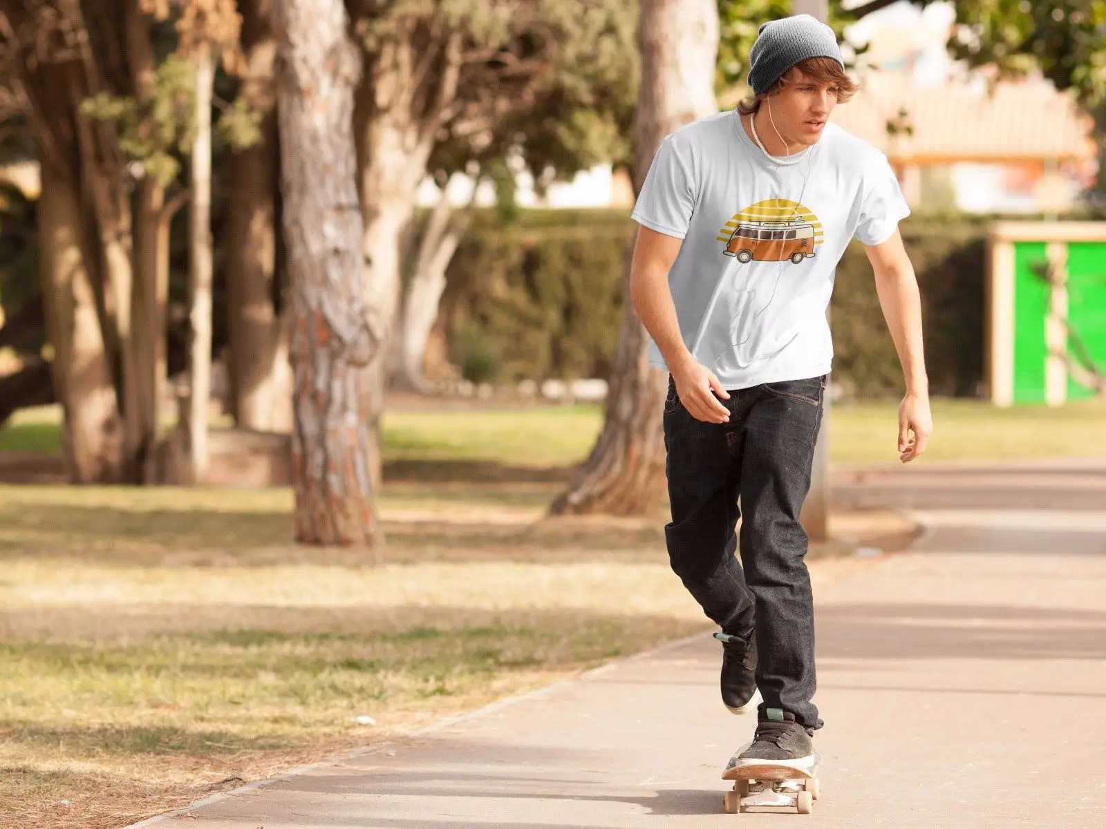 2019 летняя стильная модная мужская футболка с изображением заката фургона