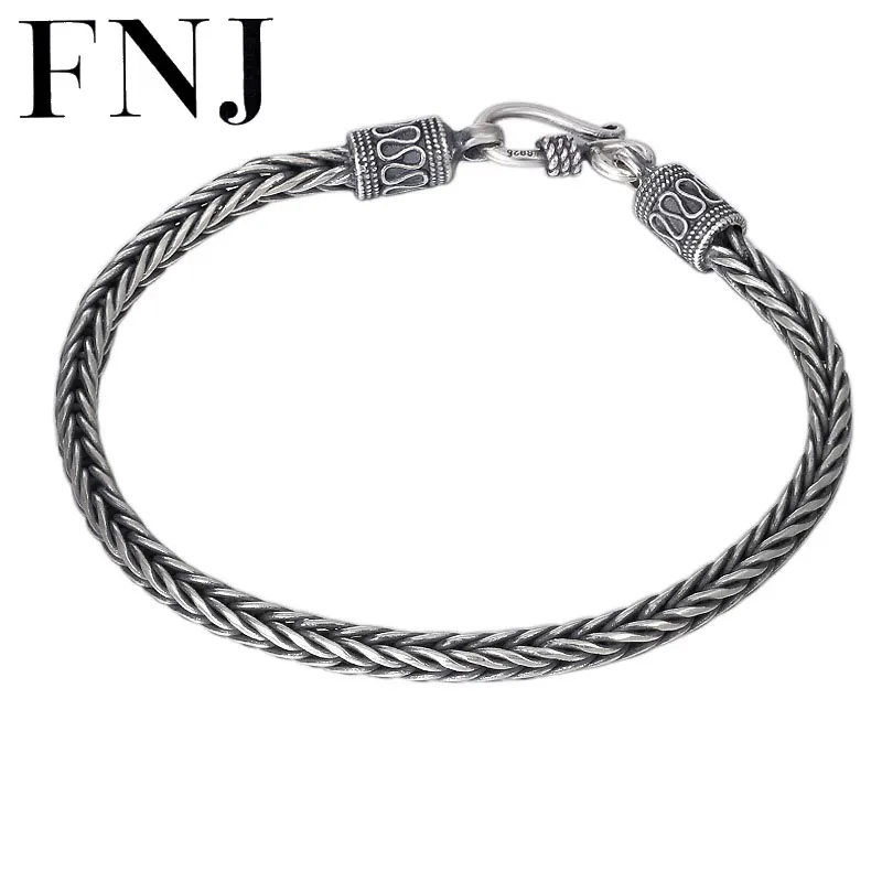 

FNJ 4mm Rope Chain Bracelet 925 Silver 18cm 19cm 20cm New Fashion Original Pure S925 Thai Silver Bracelets for Women Men Jewelry