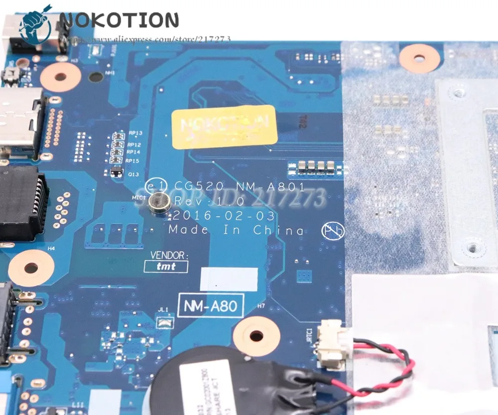 NOKOTION для lenovo ideapad 110-15IBR материнская плата для ноутбука SR2KN N3060 4 Гб ОЗУ 5B20L46211 CG520 NM-A801 основная плата