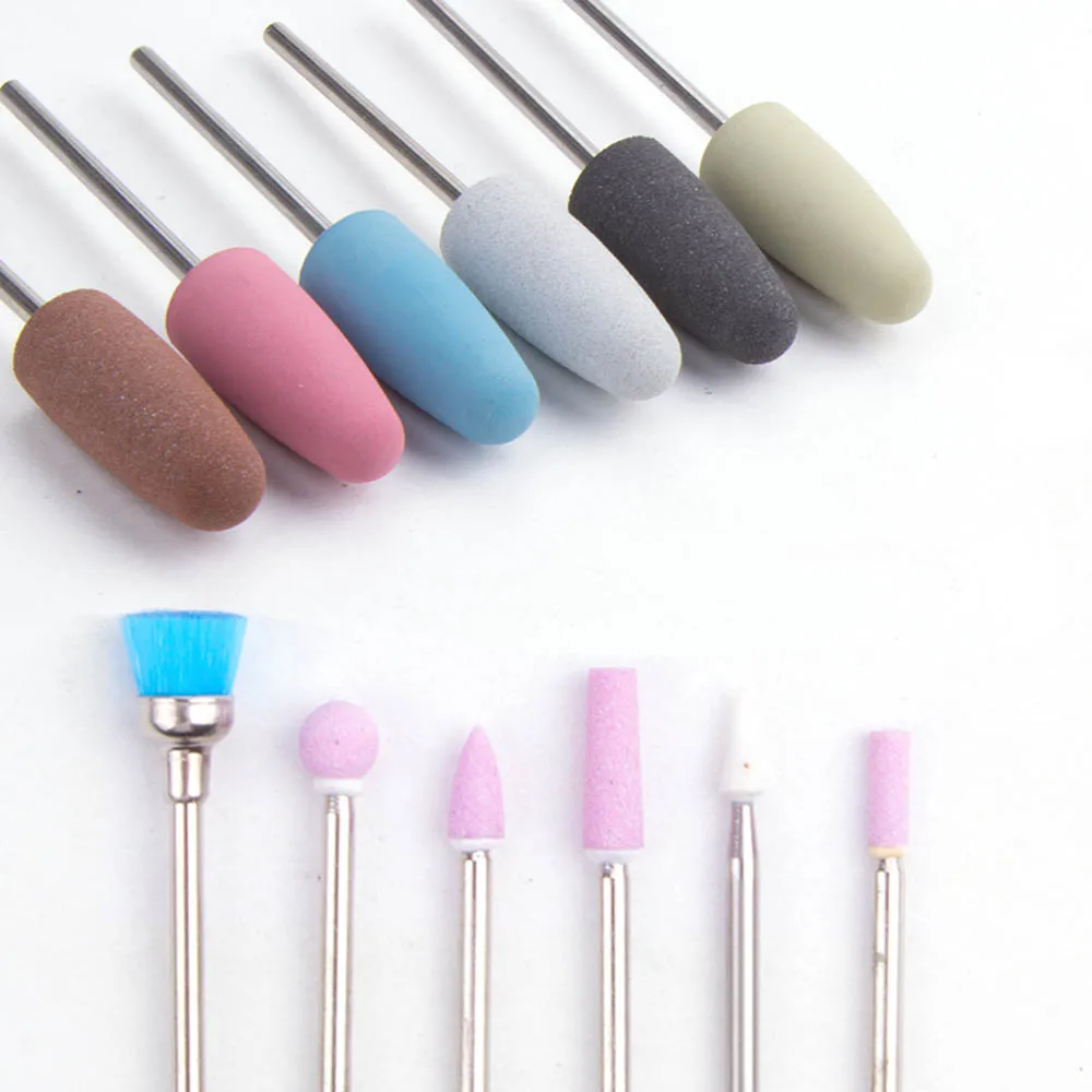 6 шт ногтей сверла Керамика фреза Маникюр машина Diamond Корунд фрезы щетка БОРФРЕЗЫ