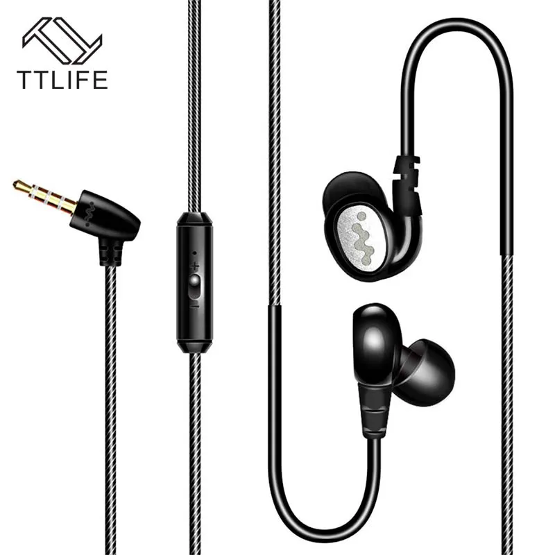 TTLIFE 3.5 мм проводной Наушники D5 стерео Бас HIFI Музыка наушники микрофон Спорт