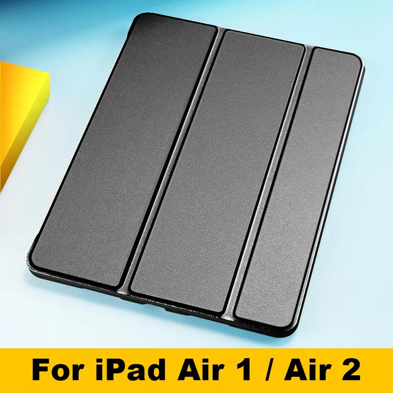 For Air 1 2 Black Чехол для нового iPad Air 3 10,5 дюйма, Умный Магнитный чехол из искусственной кожи, мягкий силиконовый чехол-подставка из ТПУ для iPad Air 1 Air 2 Funda - Цвет: For Air 1 2 Black