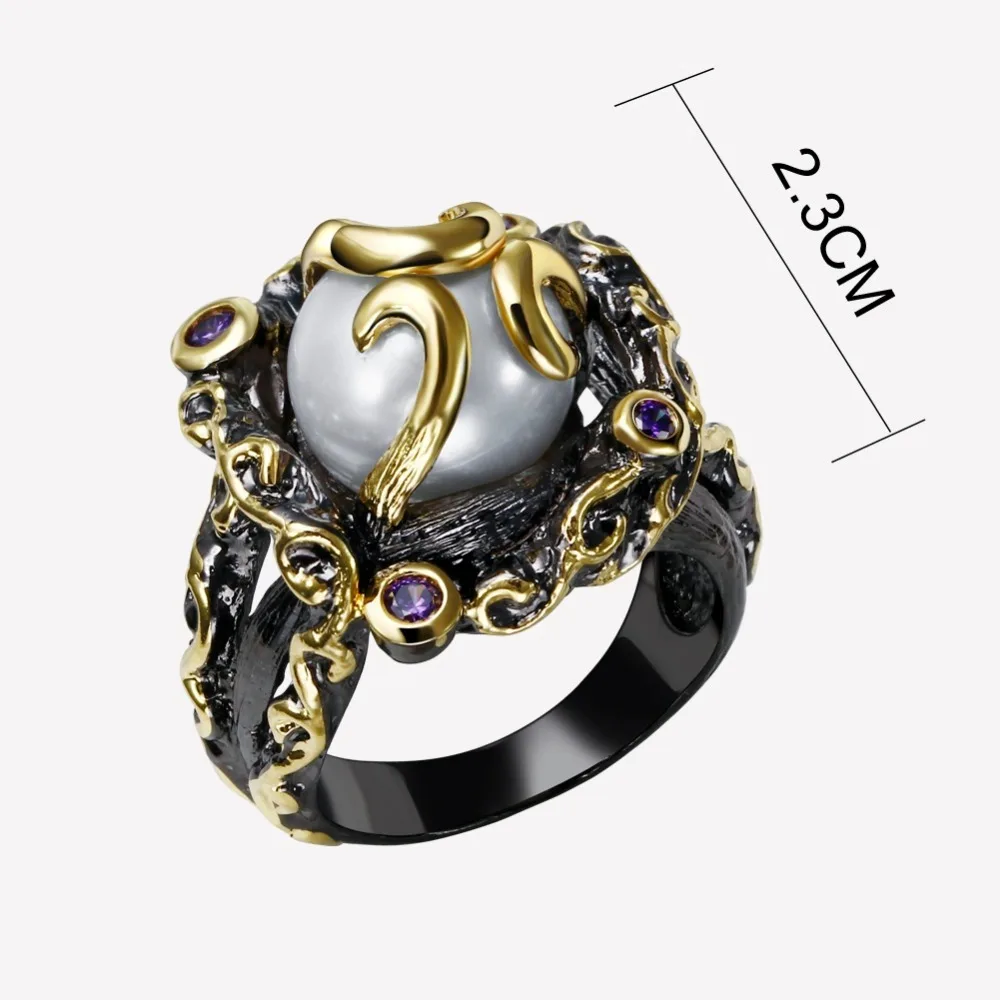 Винтажные черные кольца для девочек кольцо на палец с кубическим цирконием и