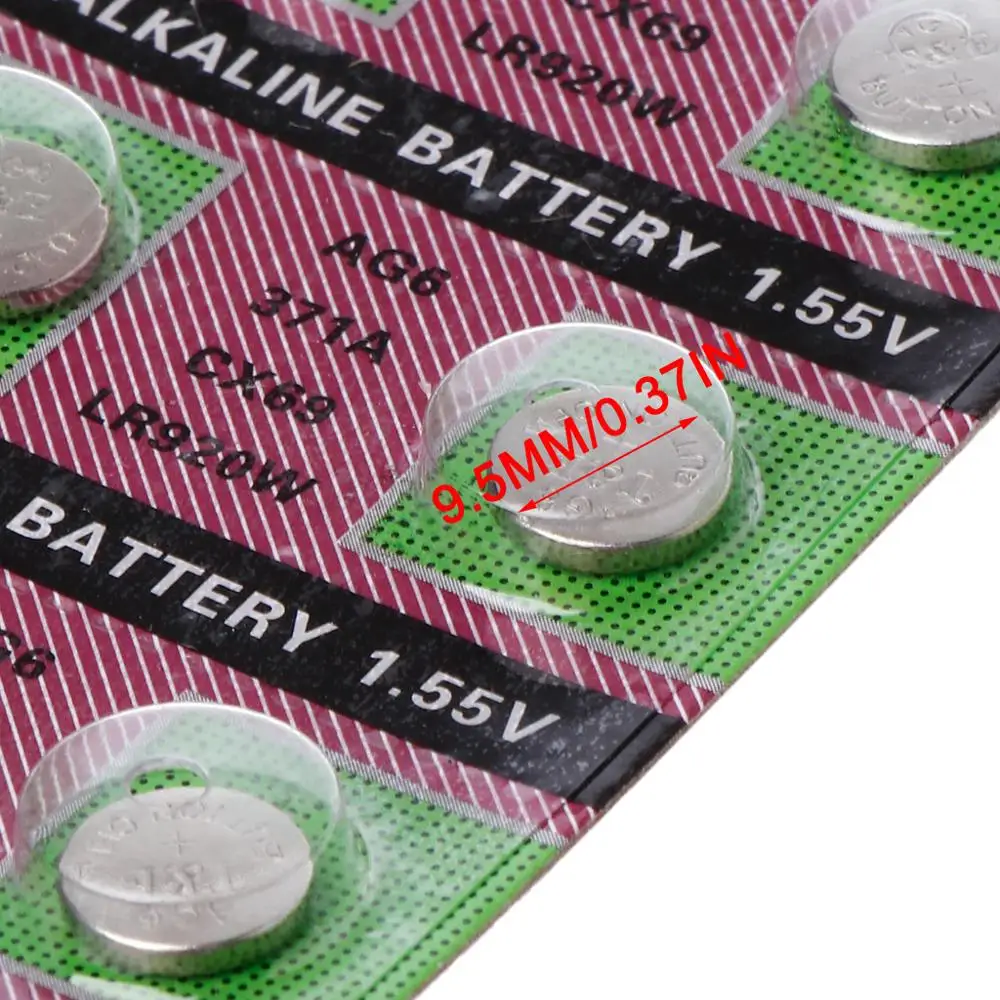 10 шт. щелочные батарейки AG6 1 55 в кнопочные 371 SR920SW LR920 SR927 171 370 L921 LR69 SR920 для часов |