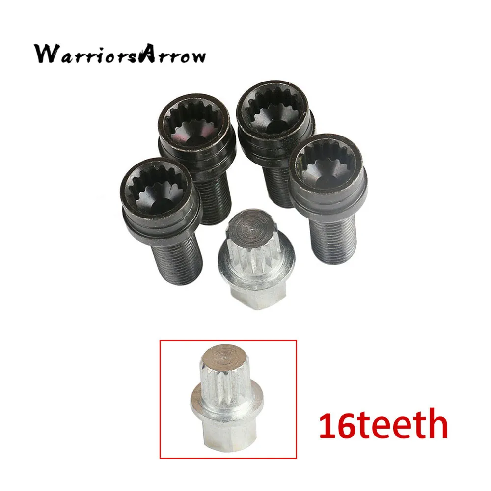 

x5 Set Anti-theft Wheel Screw Bolt Lock Nut Key Adapter 16 teeth For Volkswagen Golf Passat For Audi A4 A6 A8 TT 8D0601139F 005