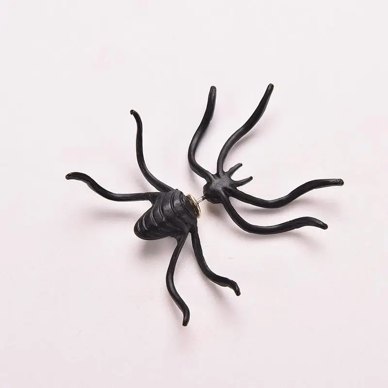 

1pcs New Hot Fashion Women 3D Black Spider Charm Ear Stud Earrings Frosted Spider Jewelry Gift European Halloween Drop Ship