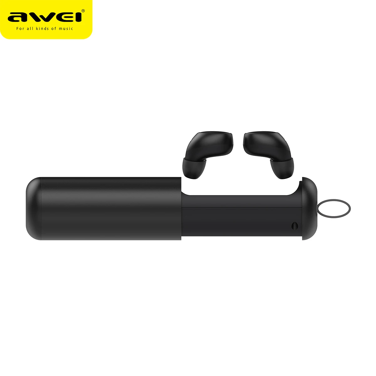 Black AWEI T5 TWS 5,0, Bluetooth наушники, стерео наушники, настоящие беспроводные наушники, гарнитура, игровая гарнитура для iPhone, samsung, с микрофоном - Color: Black