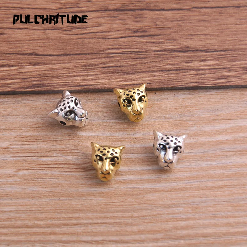10pcs 7*9*9mm 2 Color Small Leopard Head Bead Spacer Bead Charms For Diy Beaded Bracelets Jewelry Handmade Making