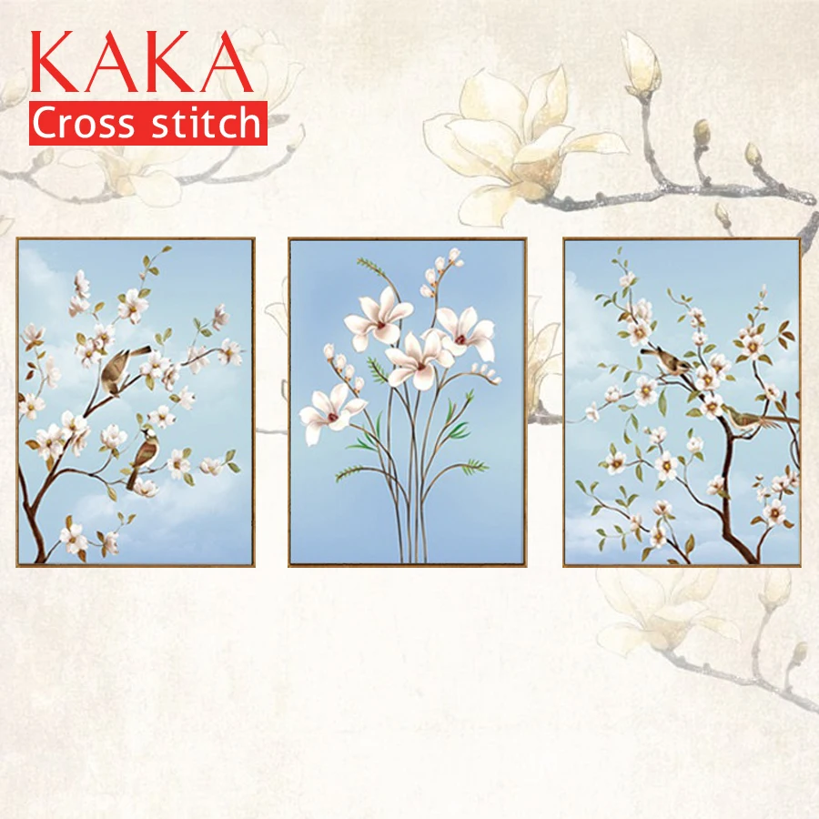 KAKA наборы для вышивки крестом с печатным рисунком 11CT холст домашний декор сада 5D
