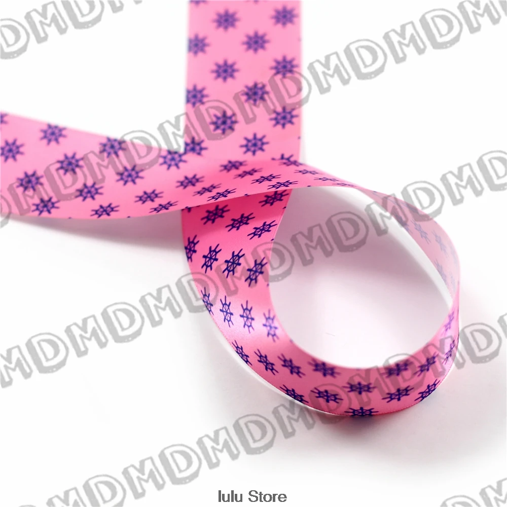 

100 Yards 9mm-75mm Size Satin Ribbon Printed Boat Rudder DIY Handmade Gift Wrapping, Packing Webbing HT01-PG022-01078