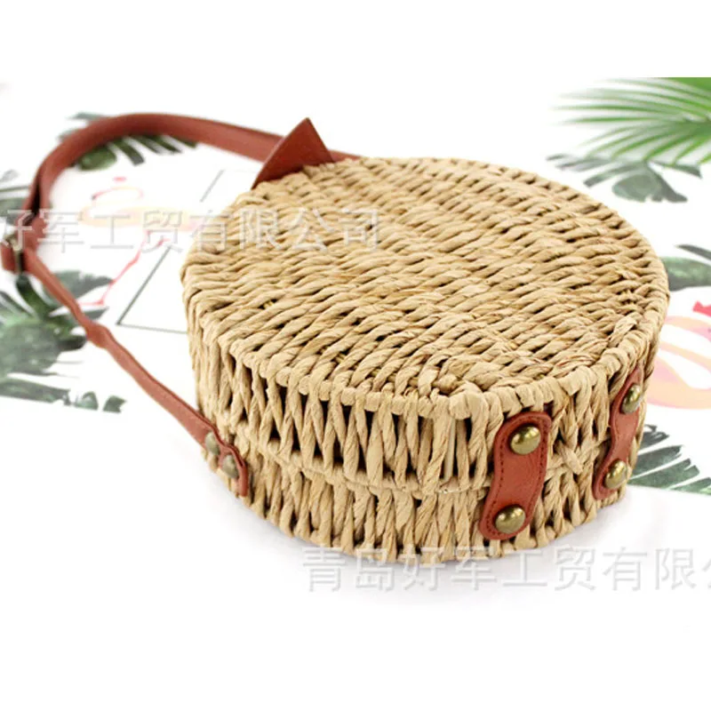 Женские соломенные сумки ручной работы пляжные через плечо маленькие круглые на