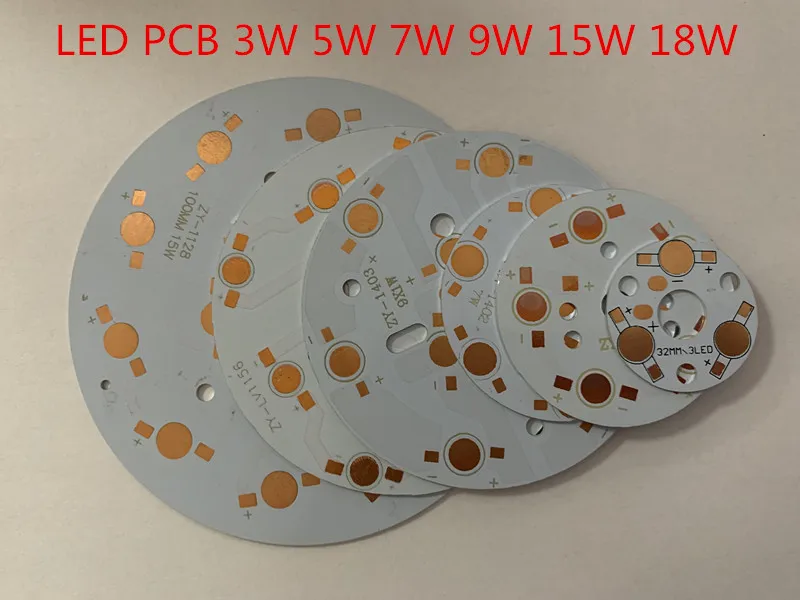 10 шт. 50 шт./партия светодиодный чип pcb Бусины 1 Вт 3 Вт 5 Вт 7 Вт 9 Вт 12 Вт 15 Вт 18 Вт 100 мм высокомощный светодиодный теплоотвод алюминий 20 мм Базовая пластина светильник