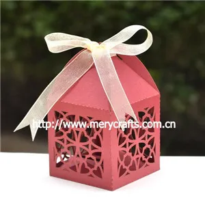 

2015 modern design wedding decoration party favor purplish red wedding souvenirs box