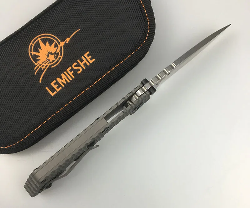 Складной нож LEMIFSHE SMG лезвие D2 из титана с медной ручкой для кухни охоты