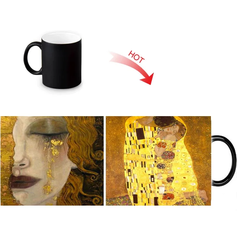 Пользовательская кружка Gustav Klimt с рабочим узором меняющая цвет 350 мл термокружки