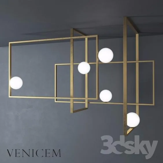 Современный медный потолочный светильник из мондрийского стекла от VeniceM lampe
