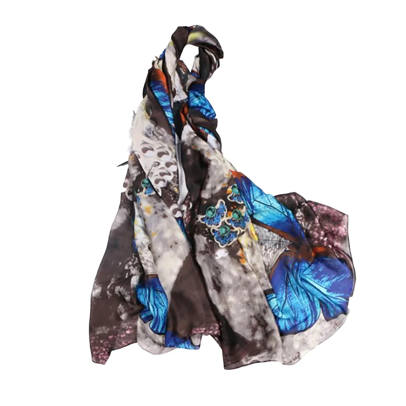 Летний хиджаб шарф из имитированного шелка женский с принтом шали и шарфы 180*90 см