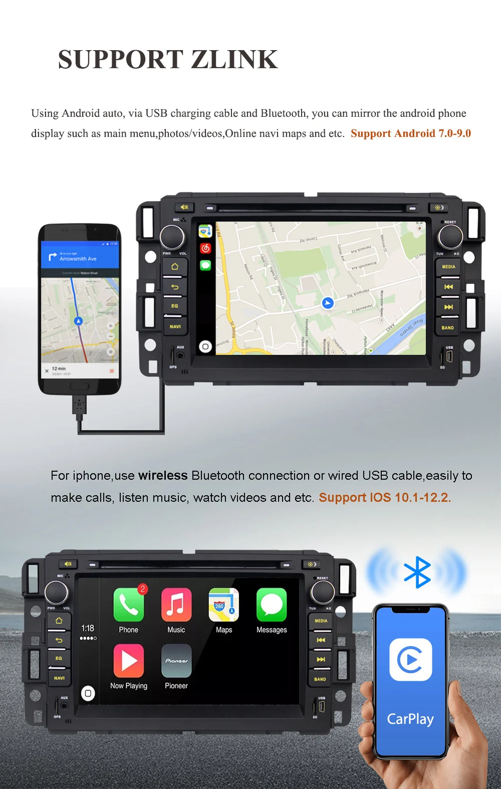 ARKRIGHT " 4+ 64 ГБ Android 8,1 Автомагнитола для Chevrolet Traverse Tahoe Suburban GMC gps навигация мультимедийный плеер 4G SIM карта