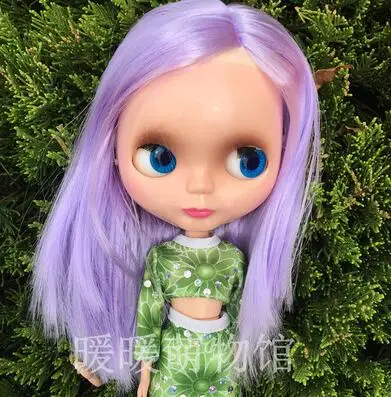 14 purple parting Ледяная кукла такая же, как Blyth Doll розовые волосы черные волосы золотые волосы с макияжем подходит для DIY make up Blyth Обнаженная кукольный подарок для девочек - Цвет: 14 purple parting