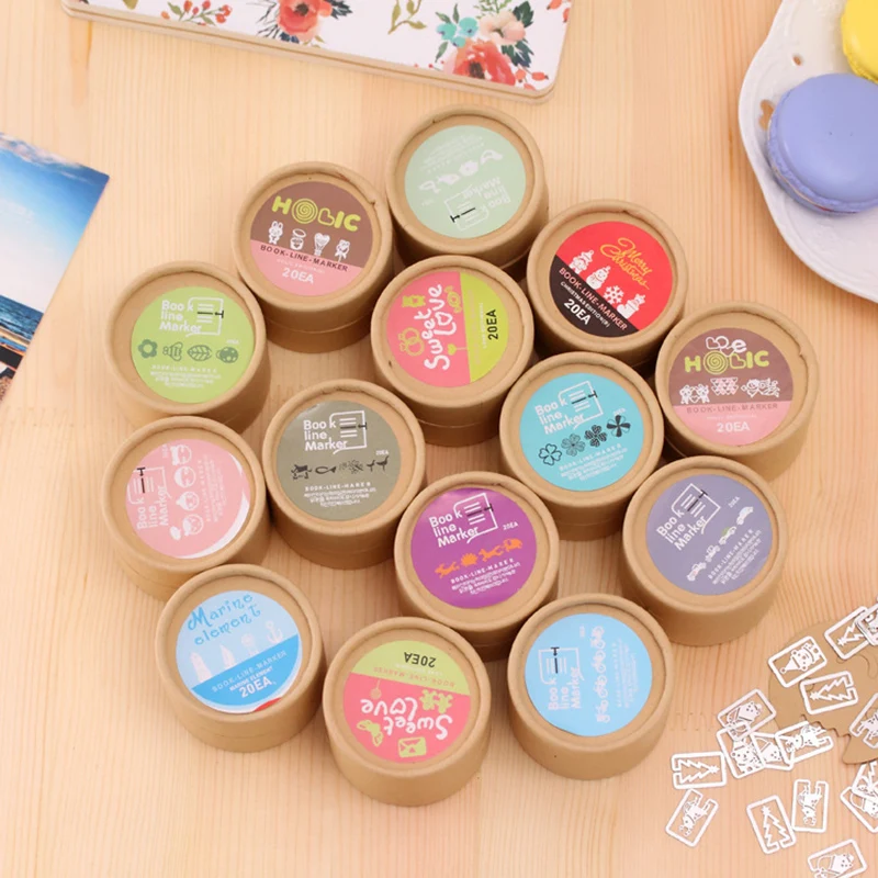 

1 Box/20 Pcs Mini Metal Bookmark Kawaii Cute Gift Papelaria Cartoon Book Mark for Books Holder Stationery School Office Supplies