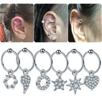 1pc diy 6 styles steel cz dangle hoop cartilage earring helix tragus rook lobe ear stud helix nose piercing hoop sexy jewelry