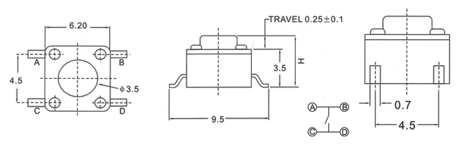 50 шт. кнопочный переключатель 6*6*4 3 тактный тактильный 6x6x4 SMD SMT высота 4 мм|switch