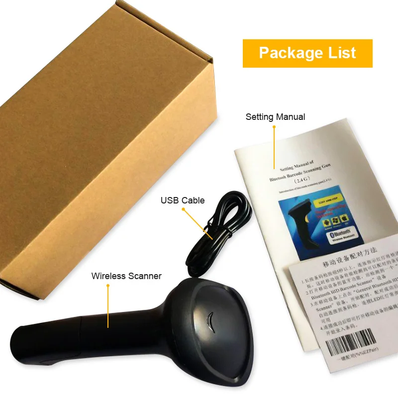 Беспроводные подключаемые по Bluetooth сканеры штрих кодов 1D экран считыватель