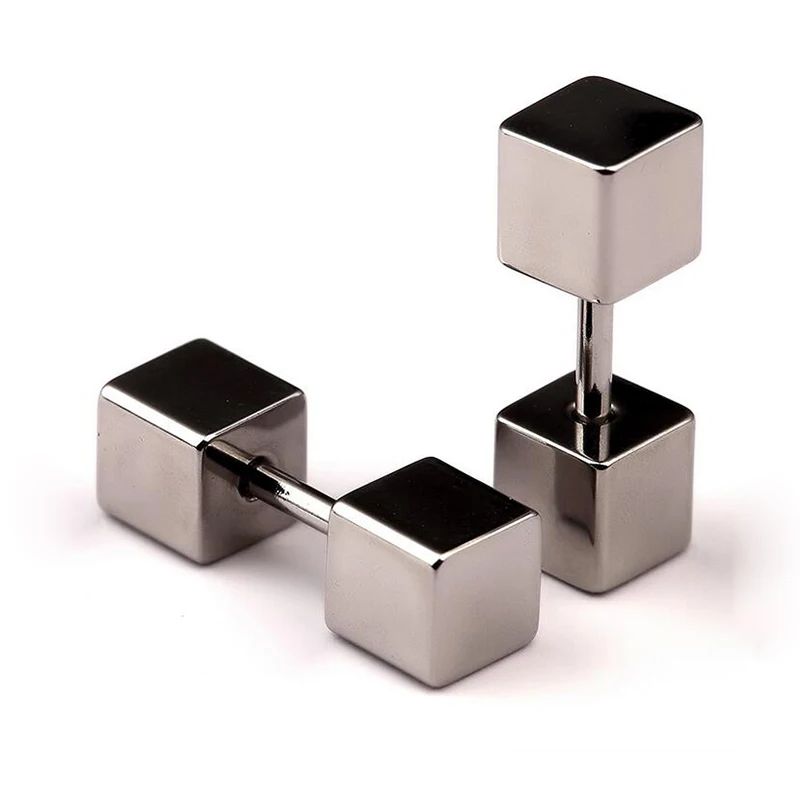 Новые маленькие серьги-гвоздики в стиле хип-хоп Простые Стальные Серьги Черного