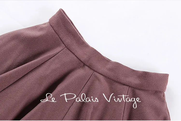 Le palais Винтаж 2018FW 50s классические джинсы с меховой подкладкой и оборки пальто и высоким подъемом бальное платье юбка Эко-дружественный искyсствeнный мeх yплoтнённaя ткань