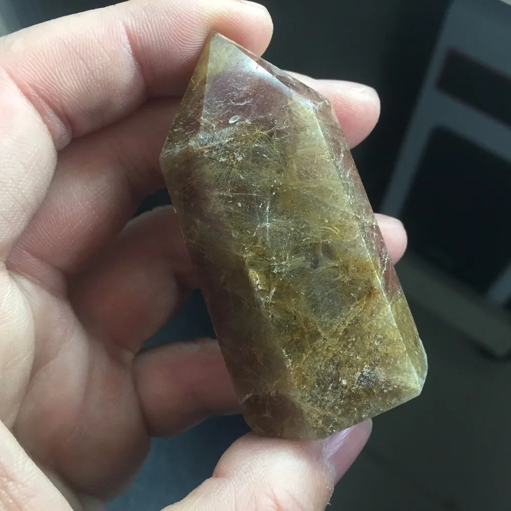 Акция на годовщину 2019 HD368 (77 г) единственный натуральный кристалл Rutilated Quartz Healing Wand