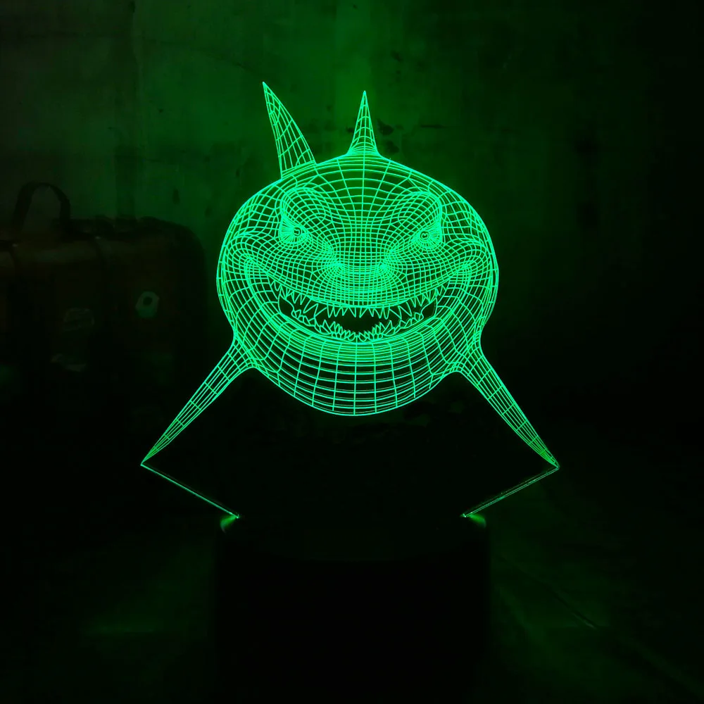 Новый Акулья пасть животного Белая Акула 3D светодиодный акриловый RGB Ночной