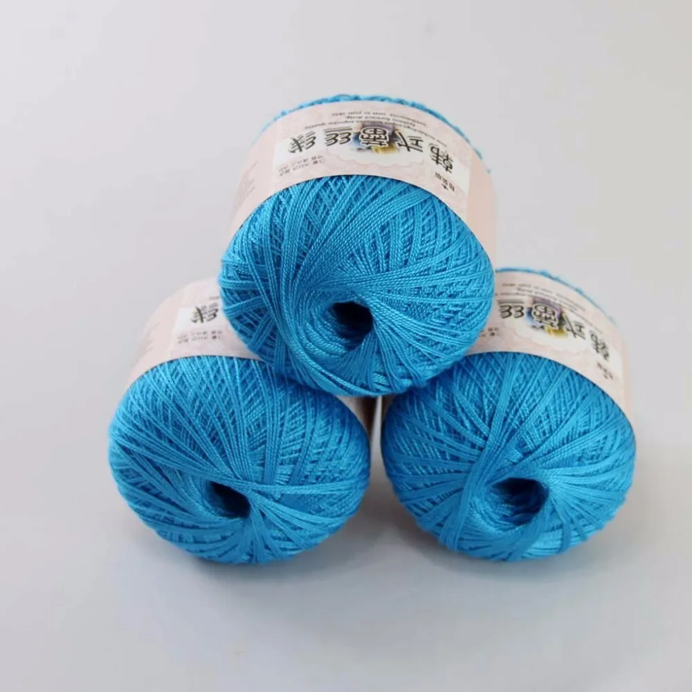 

3ballsx50g New Soft Hand Cotton Lace Wool Yarn Crochet Shawl Scarf Knitting Royal Blue 16116-3